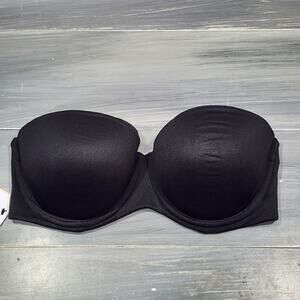 Calvin Klein Strapless Bra‎ 32D Black Lightly Lined Constant QF5528